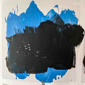 Acrylmalkurs im Atelier Au in München, Abstaktion in blau, schwarz und weiss