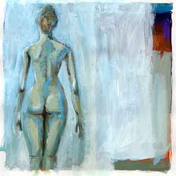 Acrylmalkurs, aktmalerei im Atelier Au in München, Aktmalerei mit Frau stehend von hinten