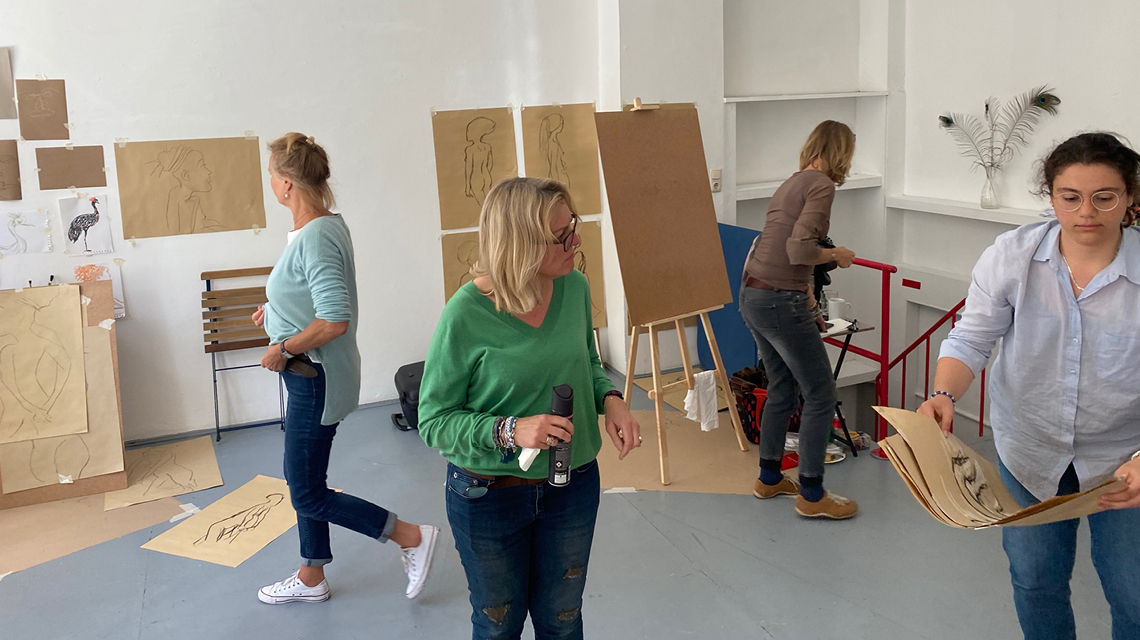 artretreat, Malkurse und Aktzeichnen im Atelier Au in München, Abbildung Malkurs Mai 2022-3